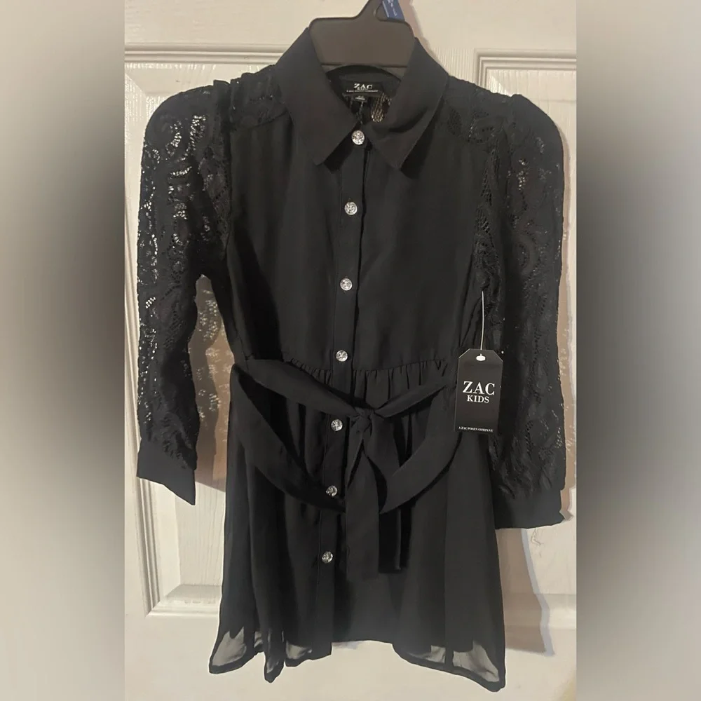 Zac Kids lace sleeve button up dress! NWT  XS‎ (4/5)